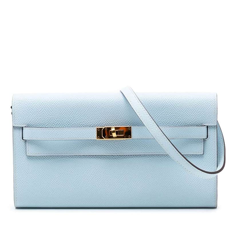 Hermès Epsom Kelly To Go Wallet Blue Leather Very good condition - Front View