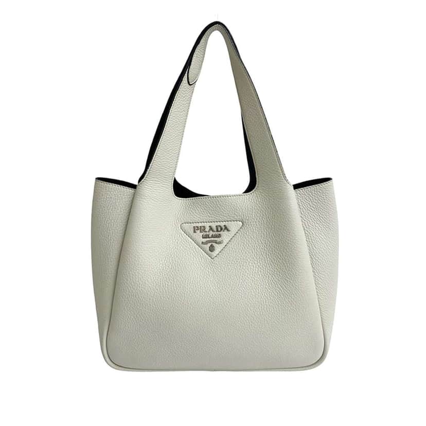 Prada Small Vitello Daino Dynamique Handbag White Leather Very good condition - Front View