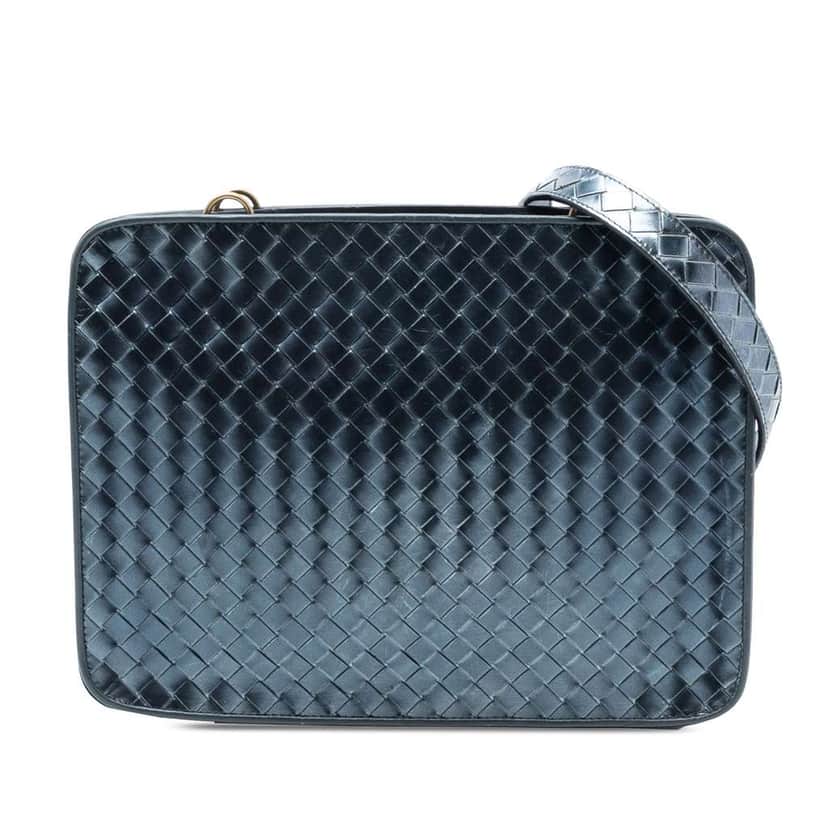 Bottega Veneta Nappa Intrecciato Shoulder Bag Blue Leather Very good condition - Front View