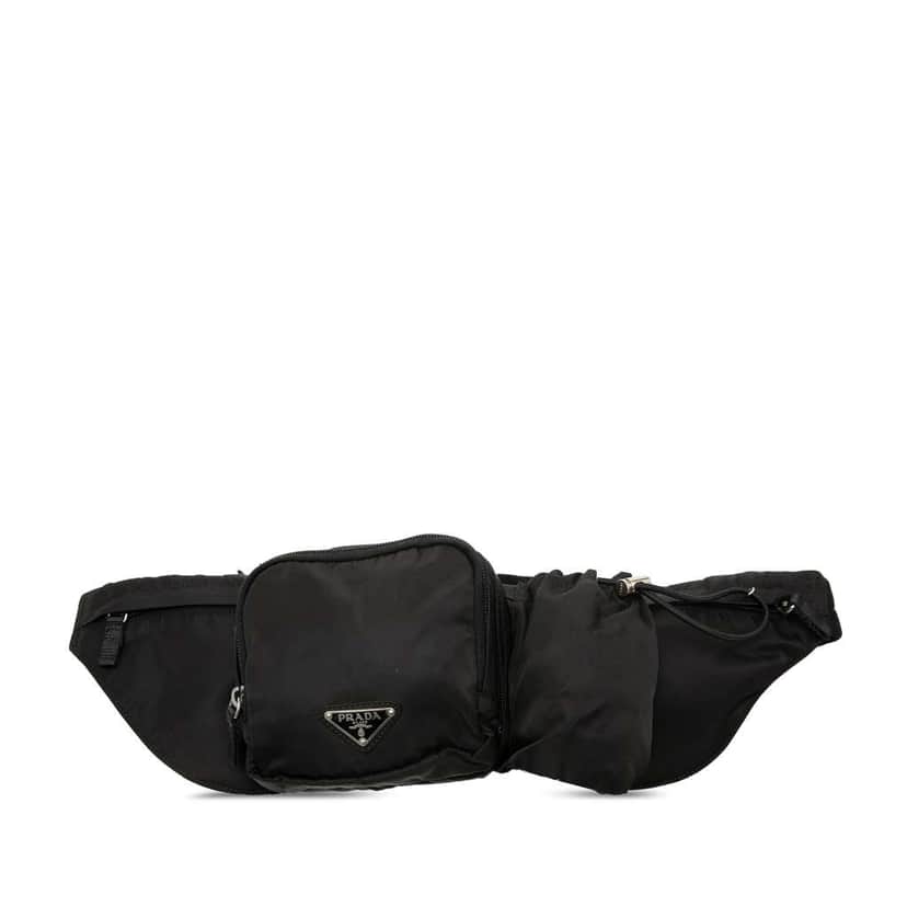 Prada Tessuto Multi Pocket Belt Bag Black Very good condition - Front View