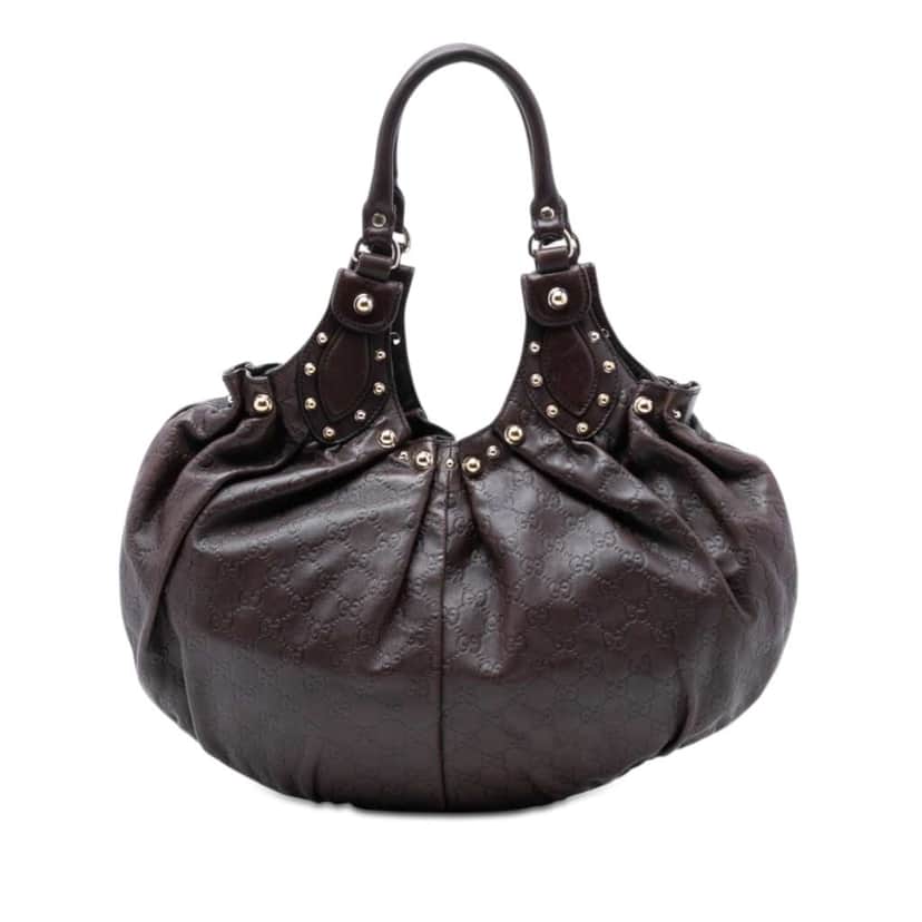 Gucci Guccissima Studded Pelham Hobo Brown Leather Very good condition - Front View