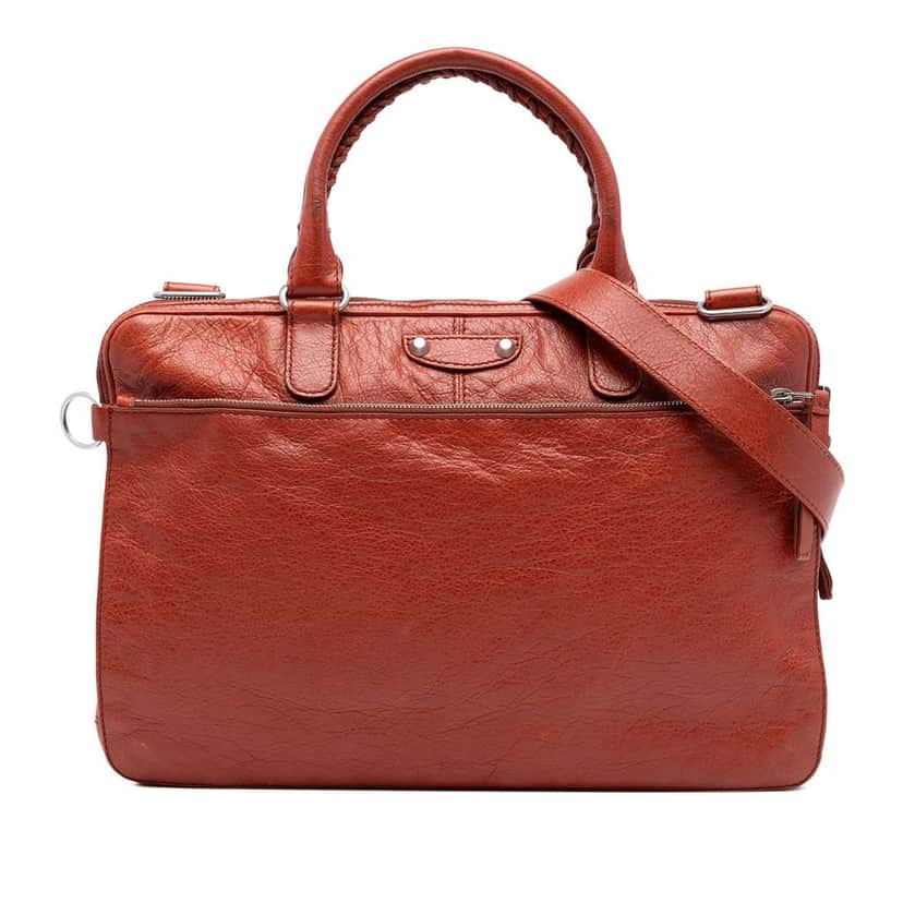 Balenciaga Lambskin Motocross Giant 12 Briefcase Red Leather Very good condition - Front View