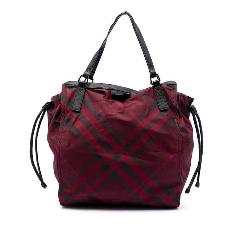 Burberry Supernova Check Nylon Buckleigh Tote Red Very good condition - Front View