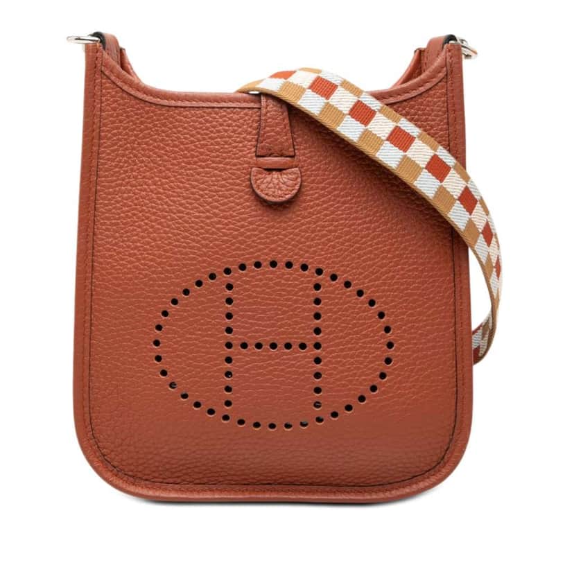 Hermès Clemence Maxi Quadrille Evelyne I TPM Brown Leather Very good condition - Front View