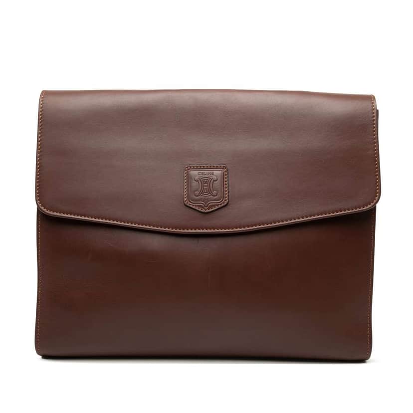 Celine Leather Clutch Brown Leather Very good condition - Front View