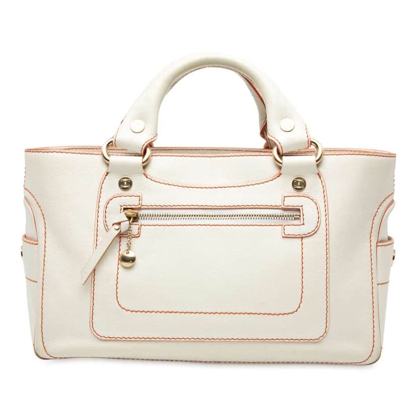 Celine Leather Boogie Handbag White Leather Very good condition - Front View