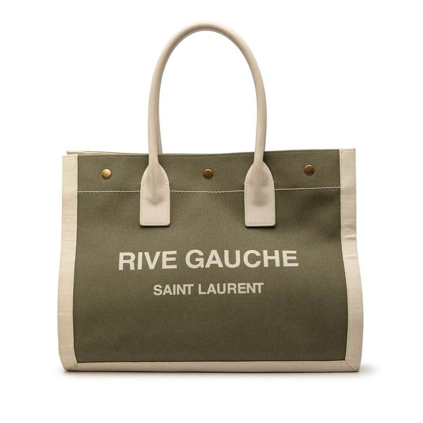 Saint Laurent Small Canvas Rive Gauche Tote Green Canvas Very good condition - Front View