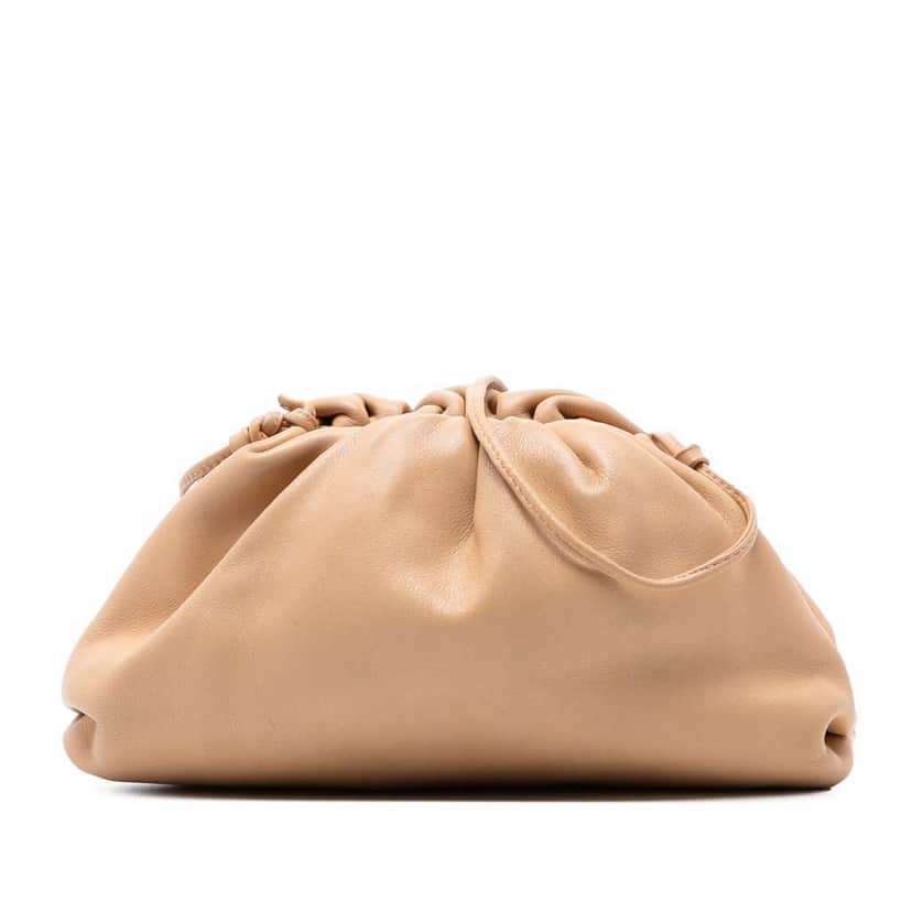 Bottega Veneta Lambskin The Mini Pouch Crossbody Brown Leather Very good condition - Front View