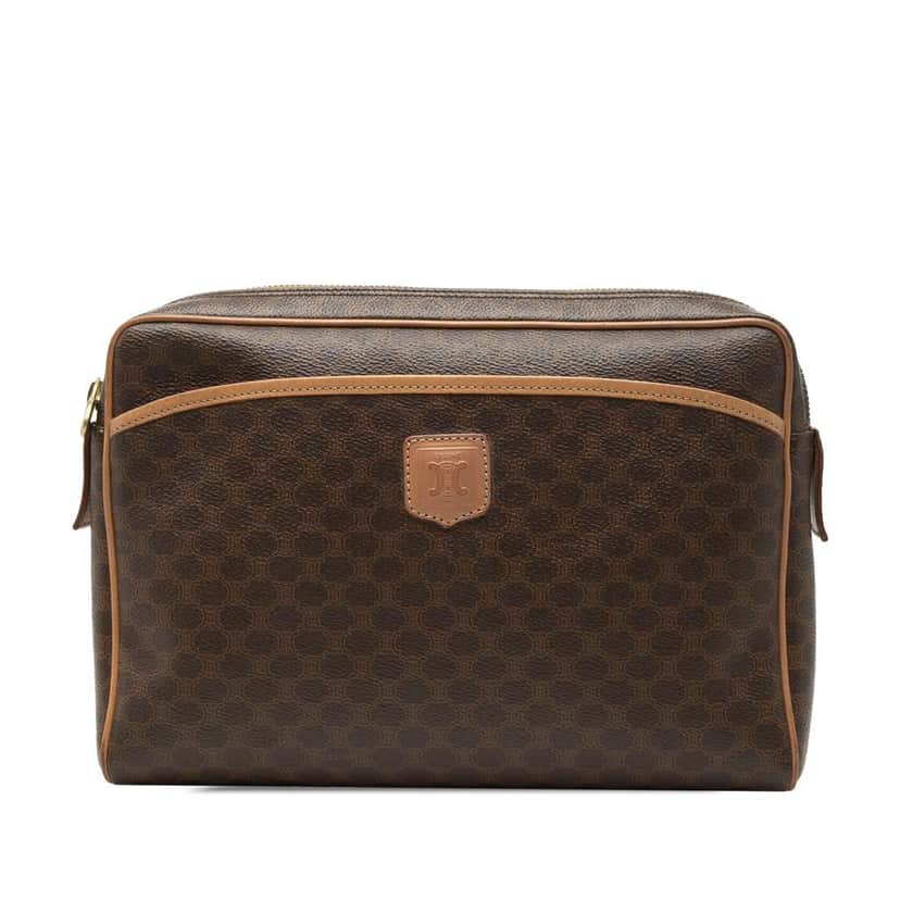 Celine Macadam Coated Canvas Clutch Brown Canvas Very good condition - Front View