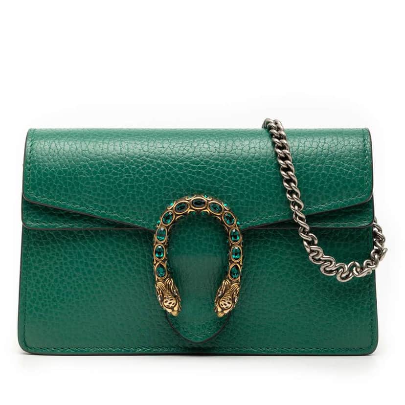 Gucci Mini Leather Dionysus Crossbody Green Leather Very good condition - Front View