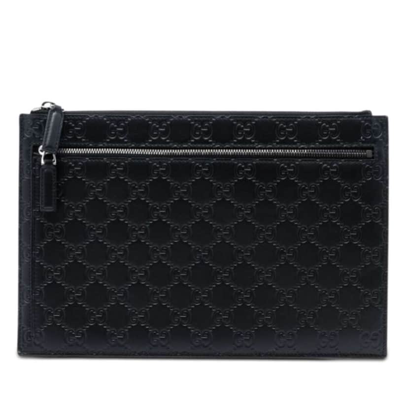 Gucci Guccissima Clutch Black Leather Very good condition - Front View