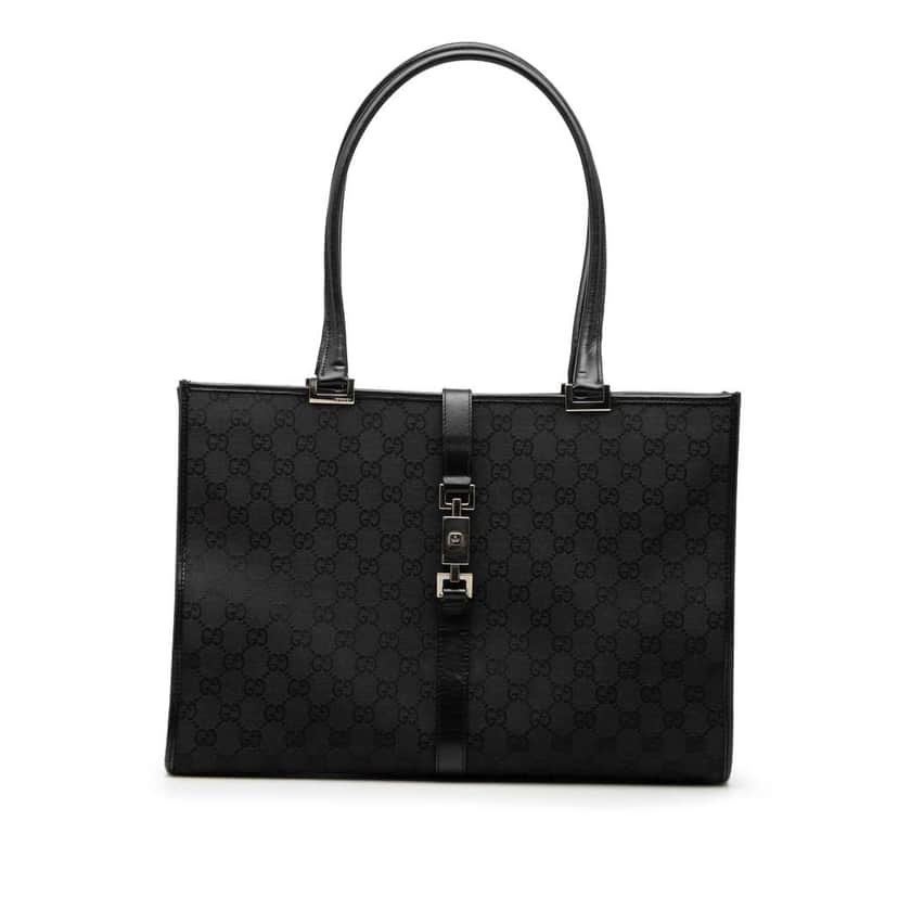 Gucci GG Canvas Jackie Tote Black Canvas Very good condition - Front View
