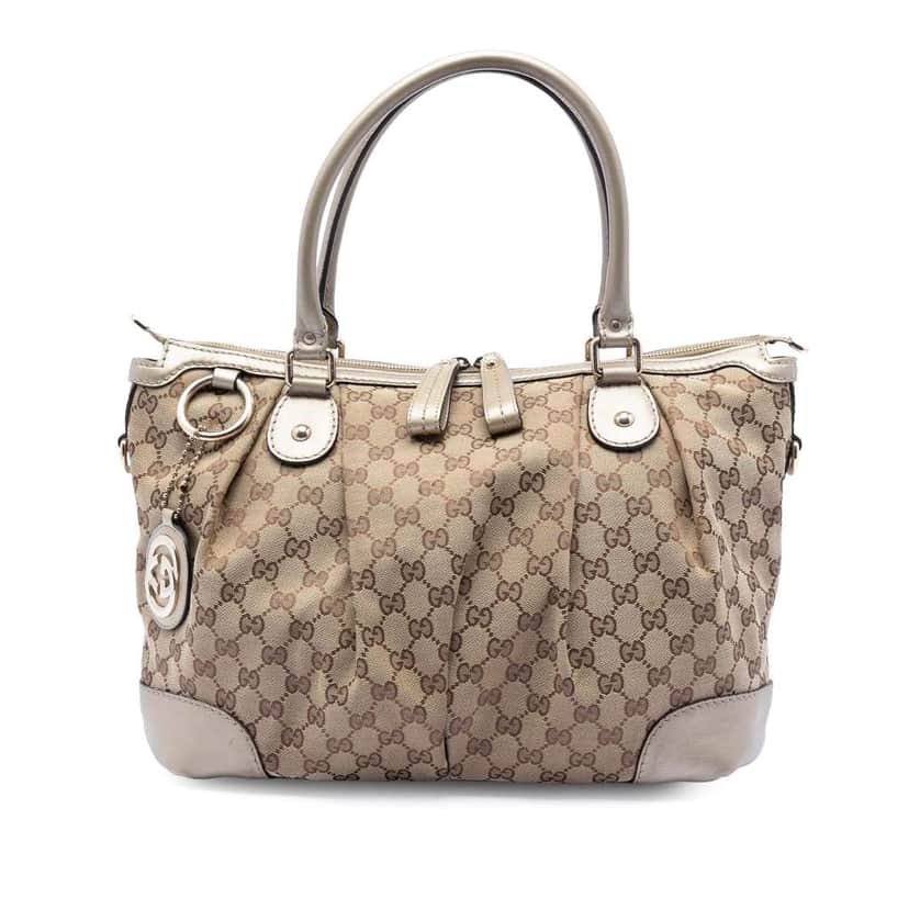 Gucci GG Canvas Sukey Satchel Beige Very good condition - Front View