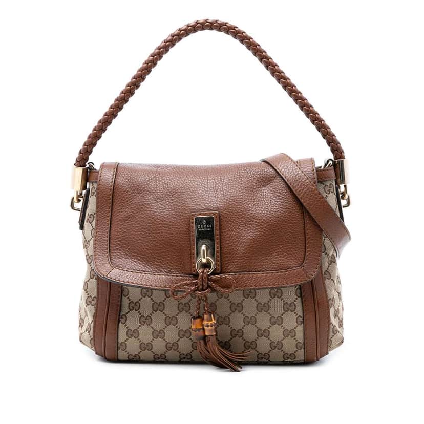 Gucci GG Canvas Bella Flap Satchel Beige Canvas Very good condition - Front View