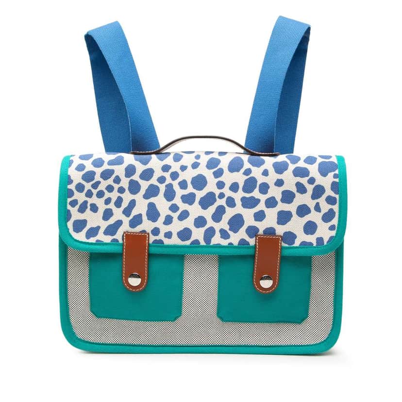 Hermès Toile and Barenia Animaux Pixel Backpack Blue Canvas Very good condition - Front View