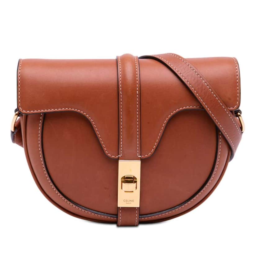 Celine Small Calfskin Besace 16 Crossbody Brown Leather Very good condition - Front View