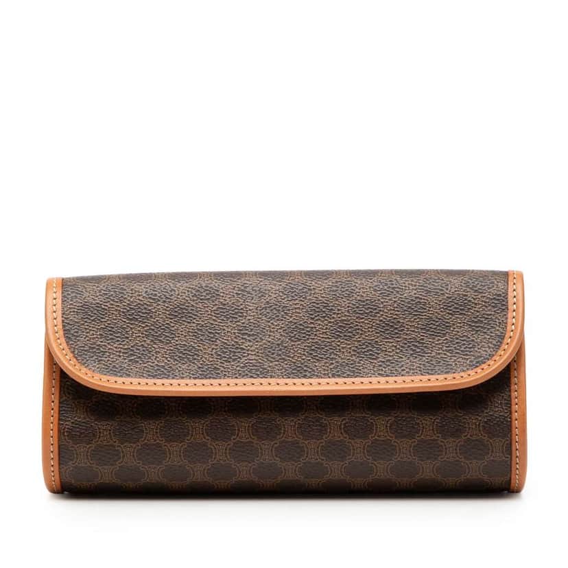 Celine Macadam Coated Canvas Clutch Brown Canvas Very good condition - Front View