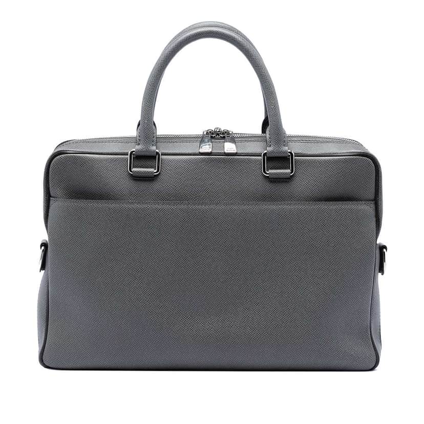 Louis Vuitton Taiga Porte Documents Business MM Grey Leather Very good condition - Front View