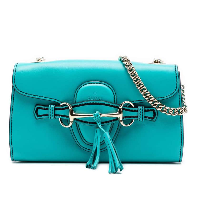 Gucci Small Leather Emily Crossbody Blue Leather Very good condition - Front View