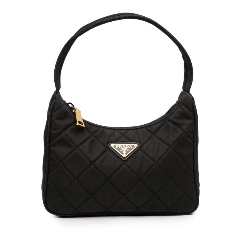 Prada Impuntu Re Nylon Shoulder Bag Black Very good condition - Front View