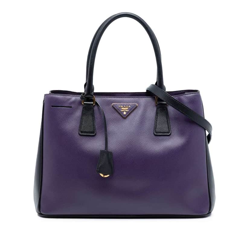 Prada Medium Bicolor Saffiano Lux Galleria Satchel Purple Leather Very good condition - Front View