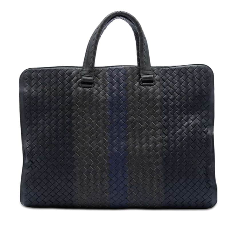 Bottega Veneta Nappa Intrecciato Club Fume Briefcase Black Leather Very good condition - Front View