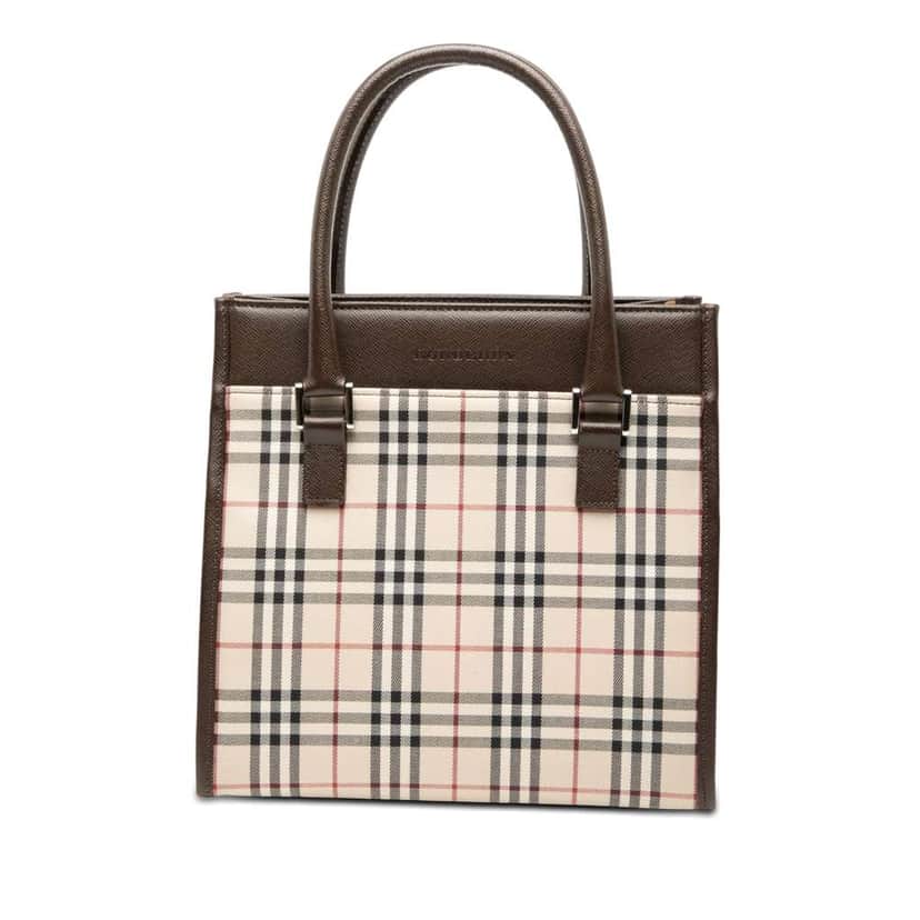 Burberry House Check Canvas Handbag Beige Canvas Good condition - Front View