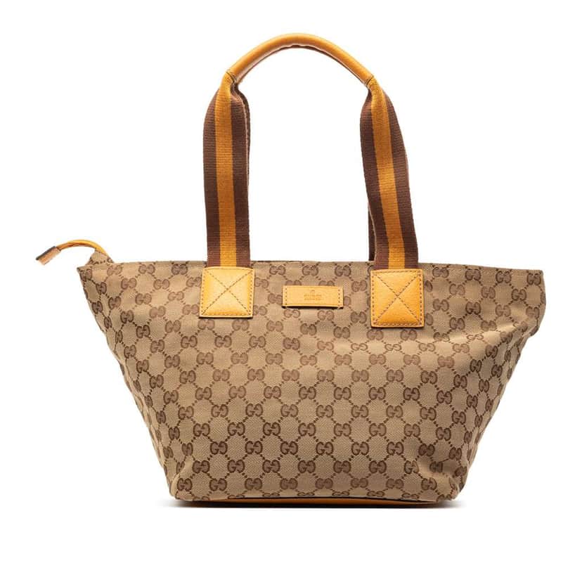 Gucci GG Canvas Web Tote Beige Canvas Very good condition - Front View
