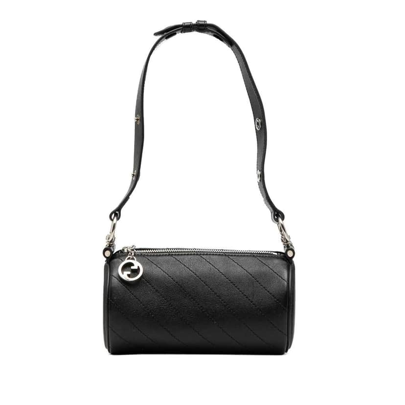 Gucci Mini Leather Blondie Barrel Shoulder Bag Black Leather Very good condition - Front View