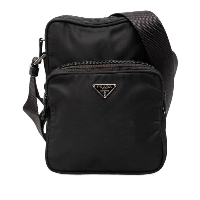 Prada Tessuto Zip Top Crossbody Black Good condition - Front View