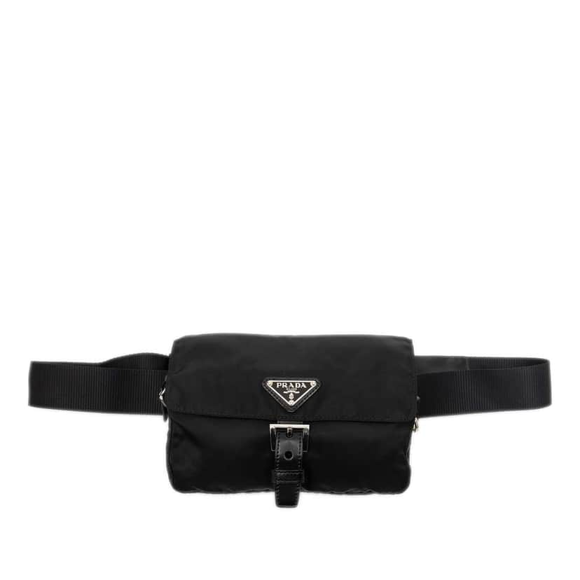 Prada Tessuto Buckle Belt Bag Black Very good condition - Front View