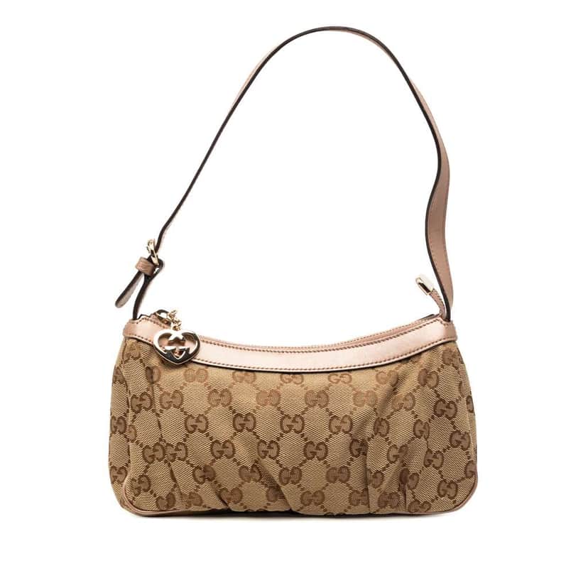 Gucci GG Canvas Lovely Heart Pochette Beige Canvas Very good condition - Front View