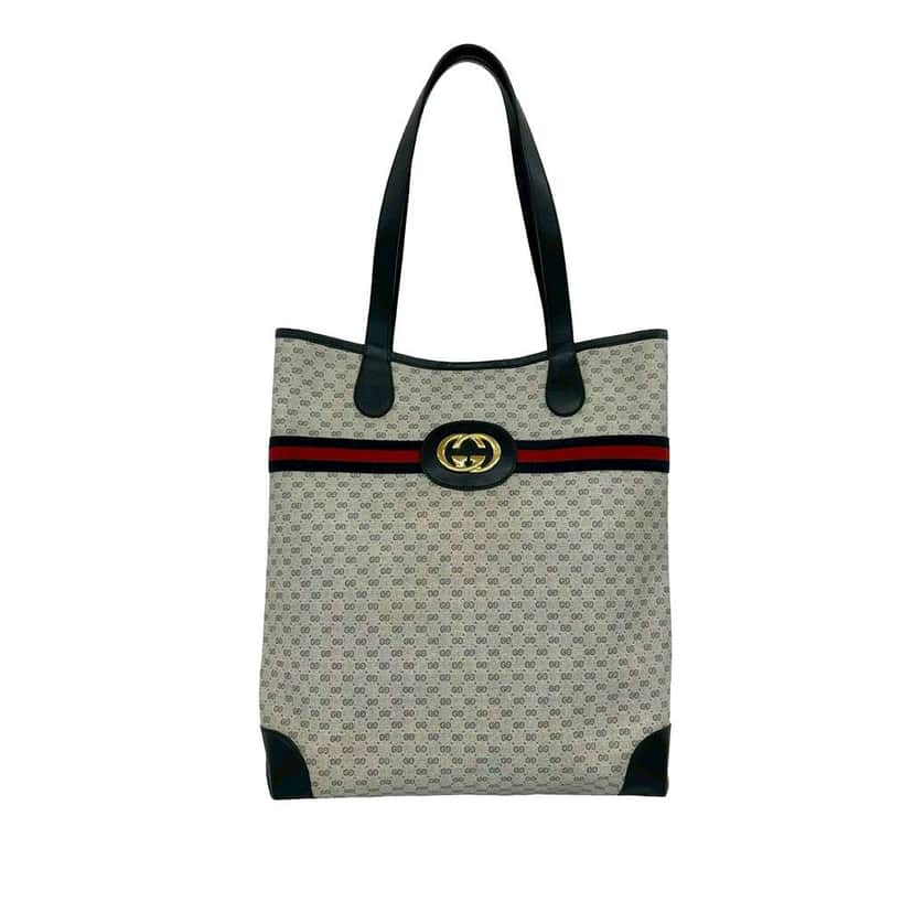 Gucci Micro GG Supreme Web Tote Grey Canvas Very good condition - Front View