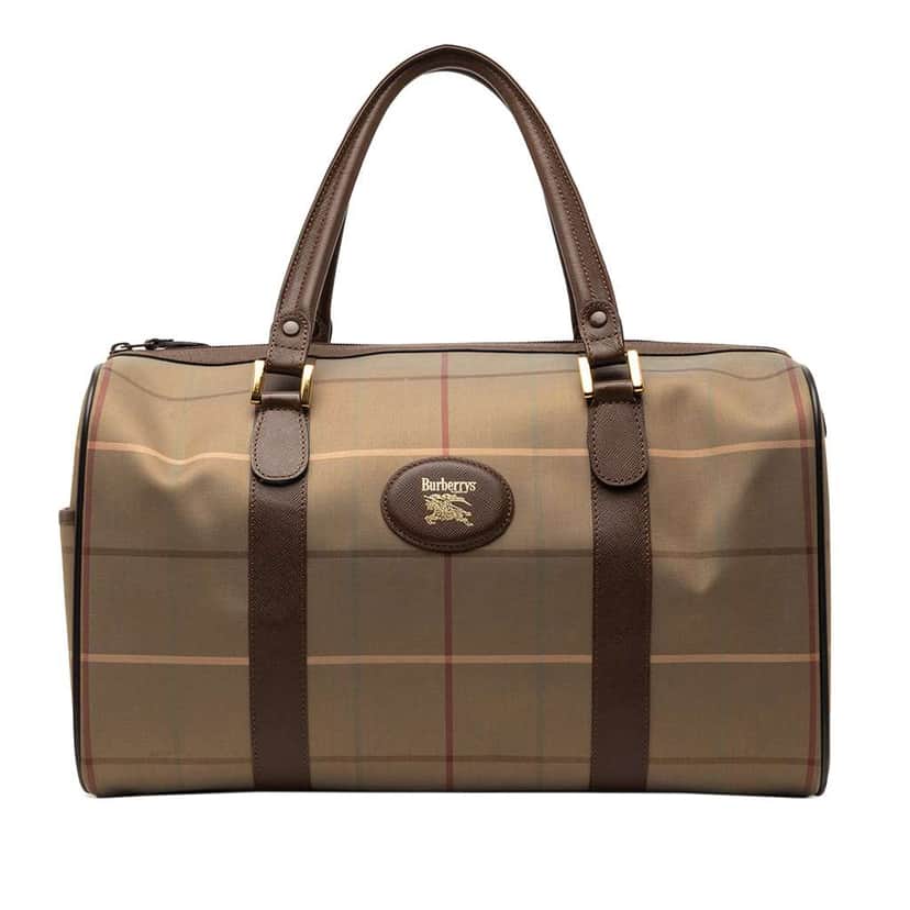 Burberry Vintage Check Canvas Boston Bag Brown Canvas Very good condition - Front View