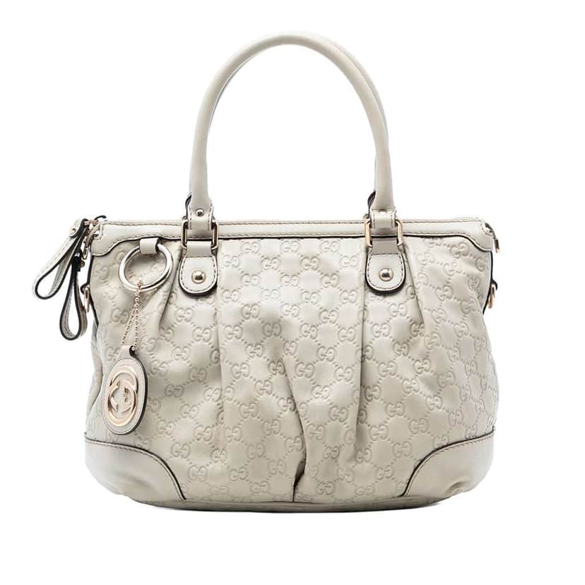 Gucci Guccissima Sukey Satchel White Leather Very good condition - Front View