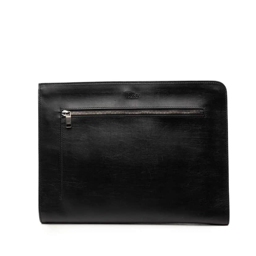 Dior Leather Clutch Black Leather Very good condition - Front View