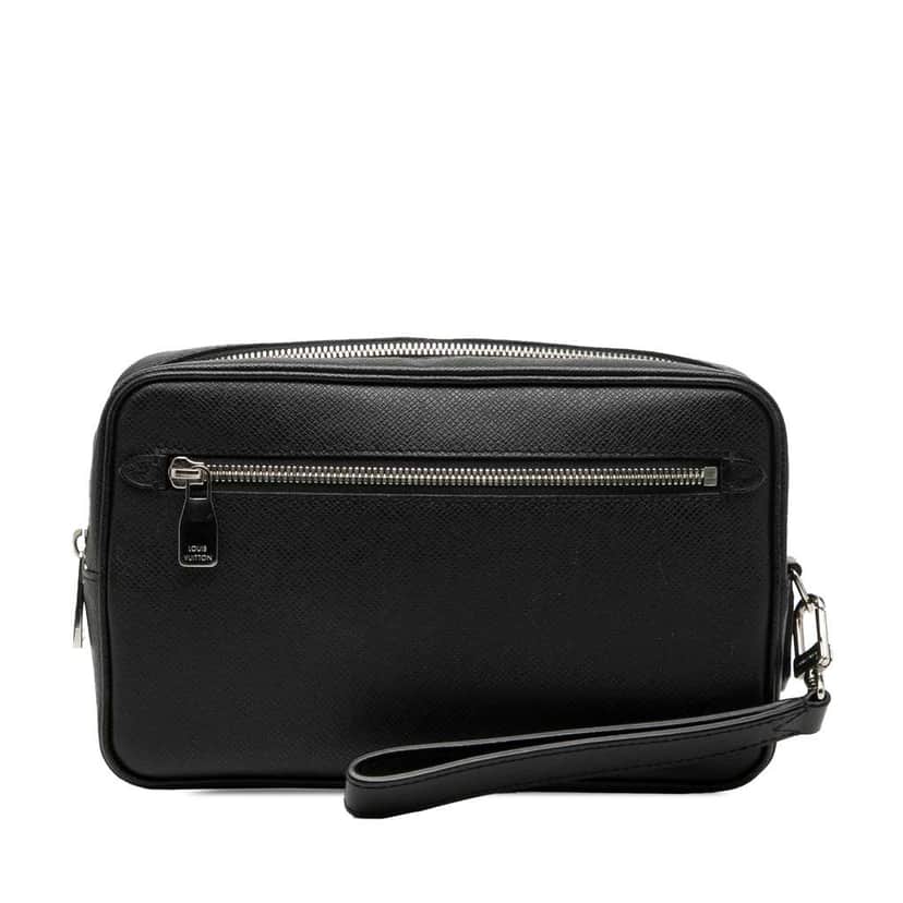 Louis Vuitton Taiga Pochette Kasai Black Leather Very good condition - Front View