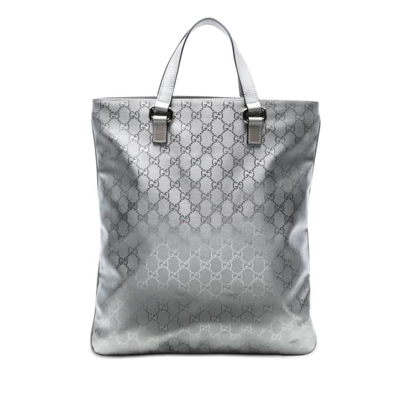Gucci GG Imprime Vertical Tote Silver Canvas Very good condition - Front View