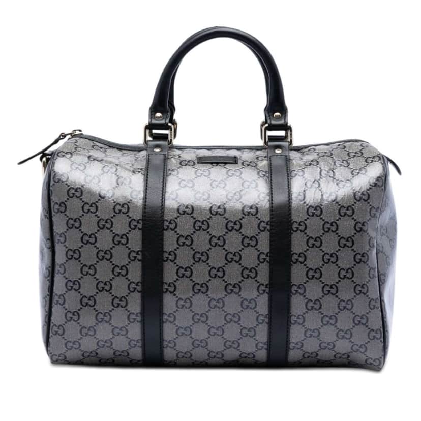 Gucci Medium GG Crystal Joy Boston Bag Grey Canvas Very good condition - Front View