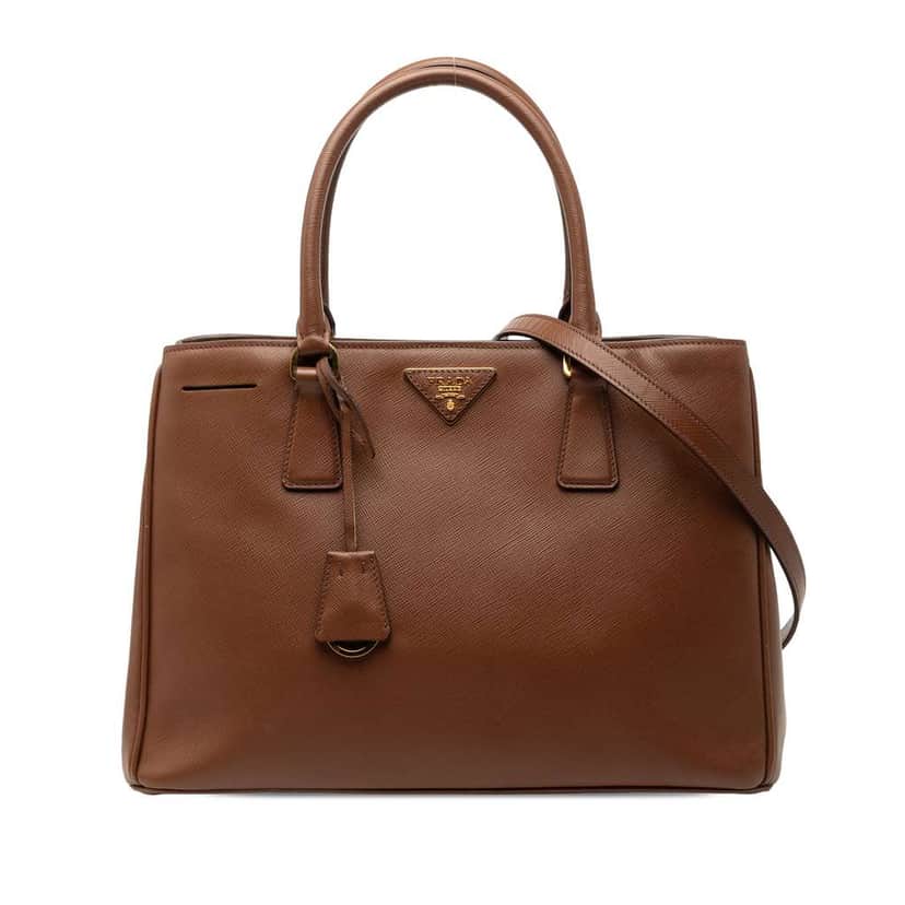 Prada Medium Saffiano Lux Galleria Satchel Brown Leather Very good condition - Front View