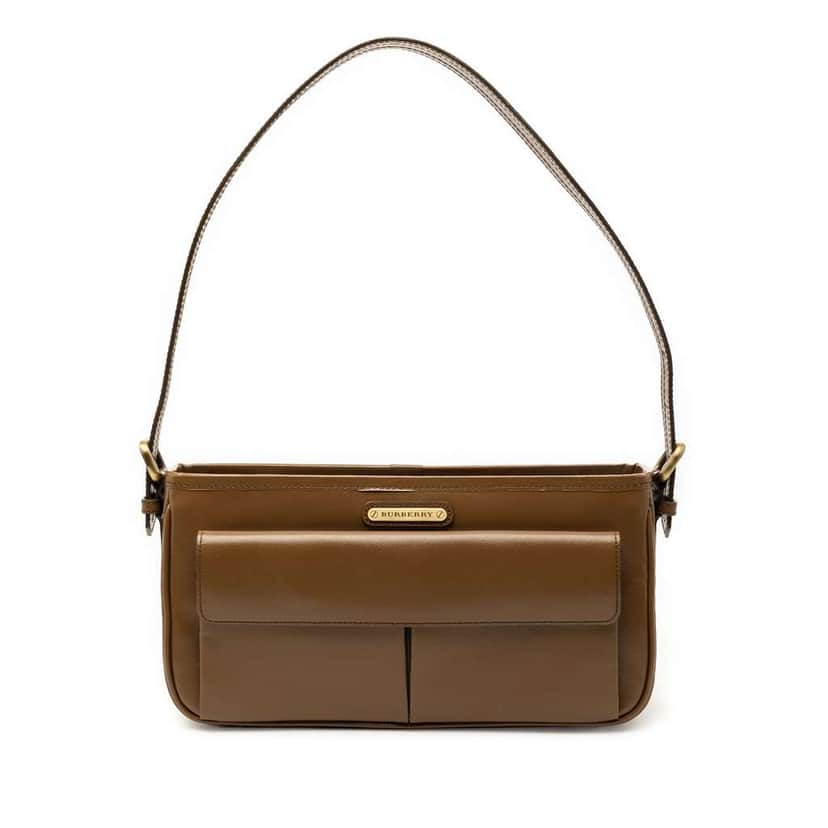 Burberry Leather Front Pocket Shoulder Bag Brown Leather Very good condition - Front View