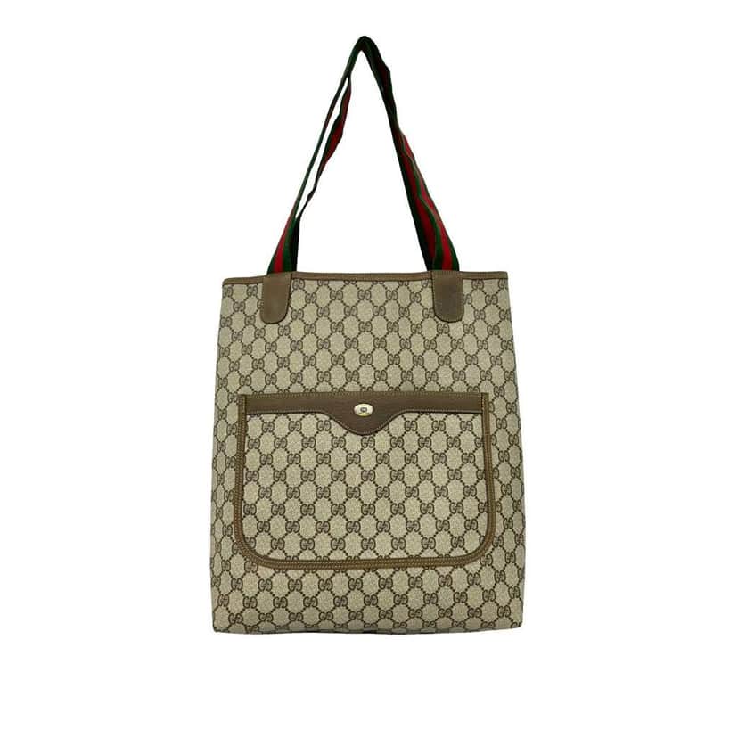 Gucci GG Supreme Web Tote Beige Canvas Very good condition - Front View