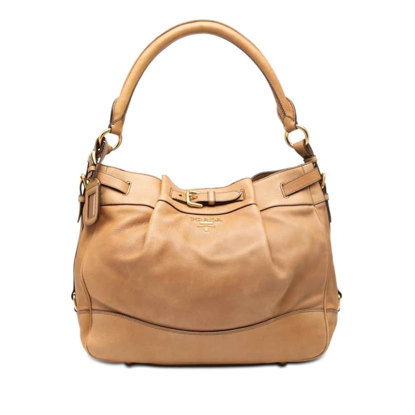 Prada Vitello Daino Shoulder Bag Brown Leather Very good condition - Front View