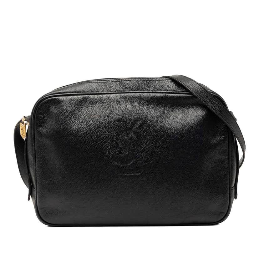 Saint Laurent Calfskin Monogram Lou Camera Bag Black Leather Very good condition - Front View