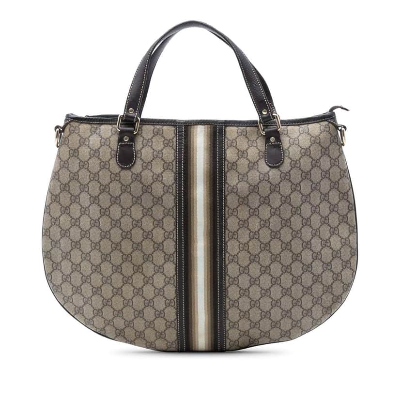 Gucci GG Supreme Web Hobo Beige Canvas Very good condition - Front View