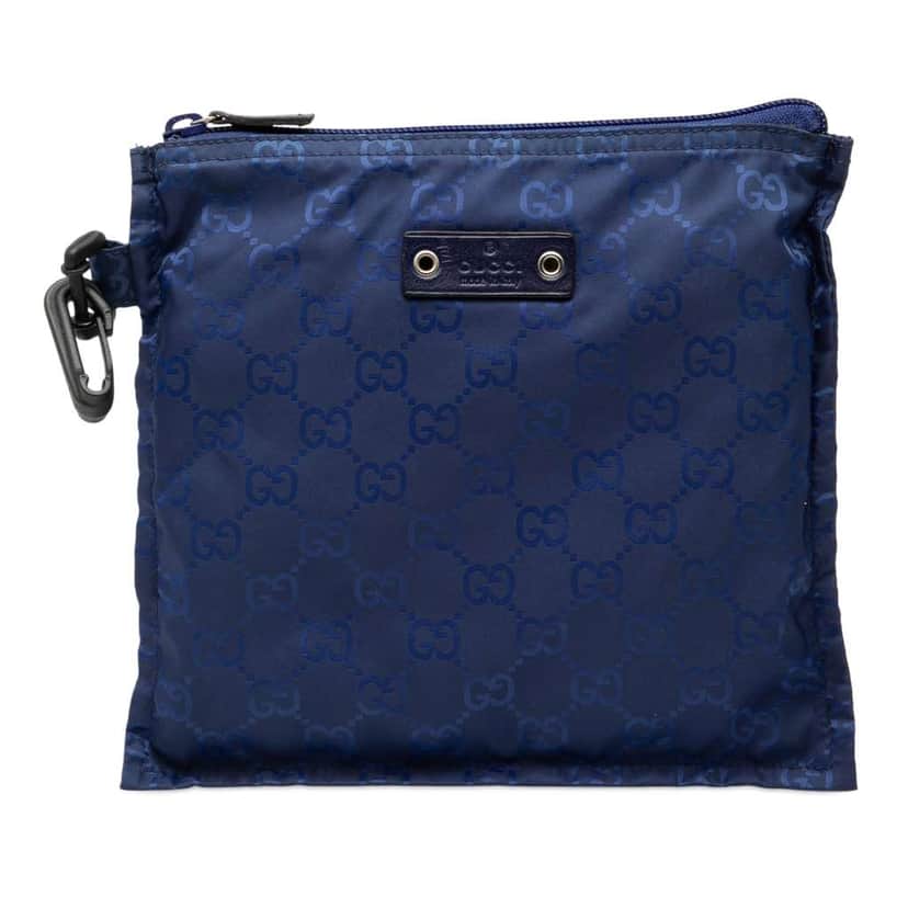 Gucci GG Nylon Pouch Blue Very good condition - Front View