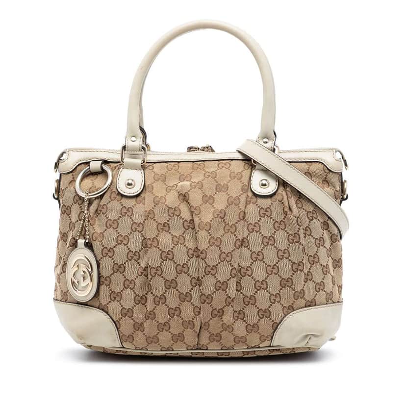 Gucci GG Canvas Sukey Satchel Beige Canvas Very good condition - Front View