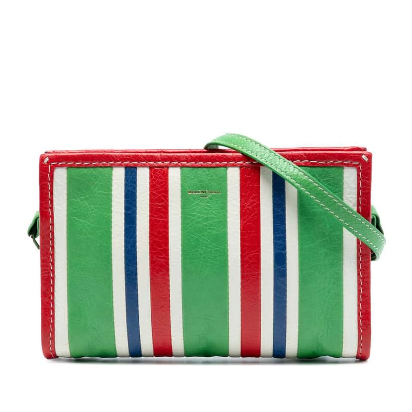 Balenciaga Lambskin Bazar Crossbody Green Leather Very good condition - Front View