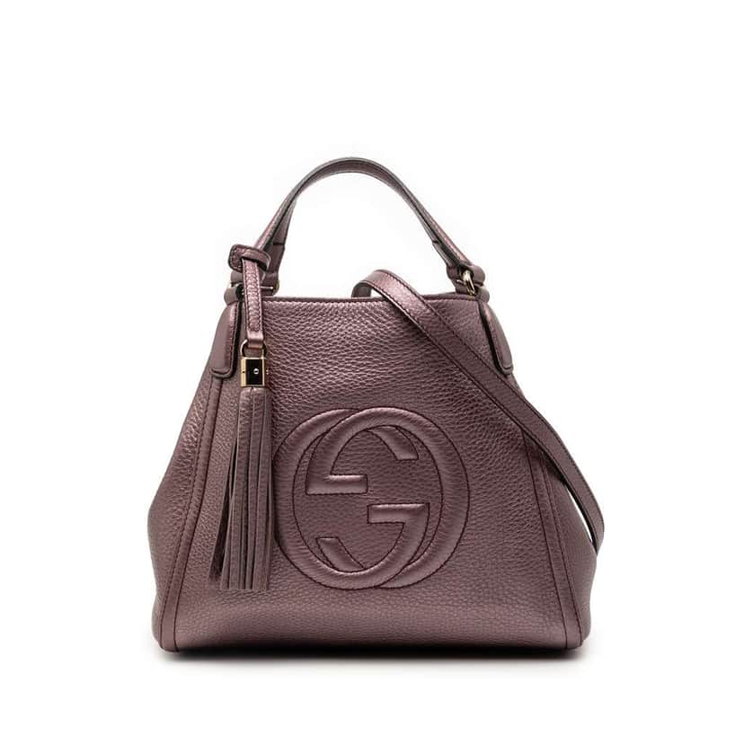Gucci Small Calfskin Soho Satchel Purple Leather Very good condition - Front View
