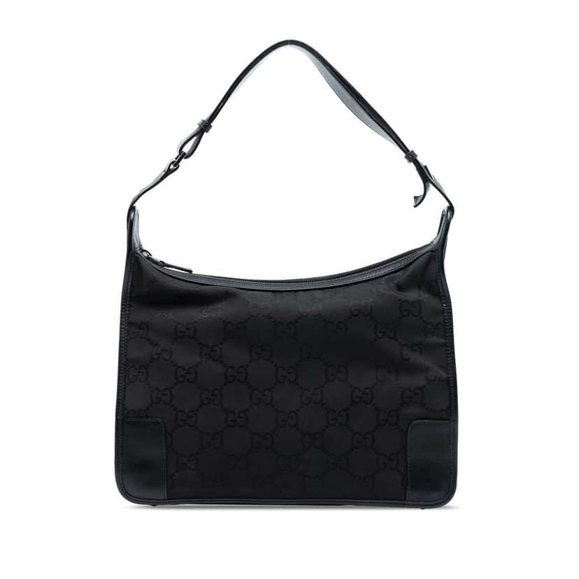 Gucci GG Nylon Shoulder Bag Black Very good condition - Front View